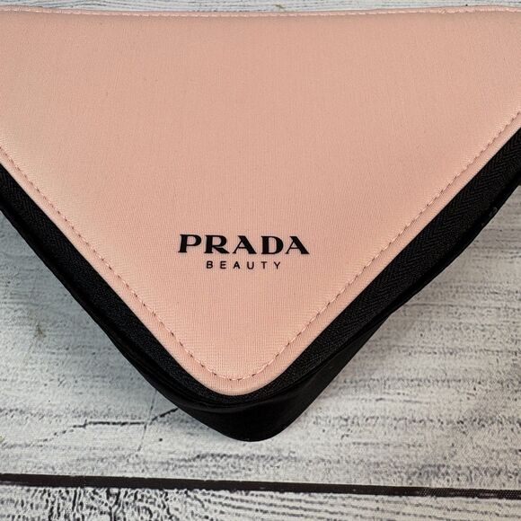 PRADA PARADOXE Beauty Pouch Pink/Black Triangle Bag Cosmetic Makeup Case - Picture 2 of 6